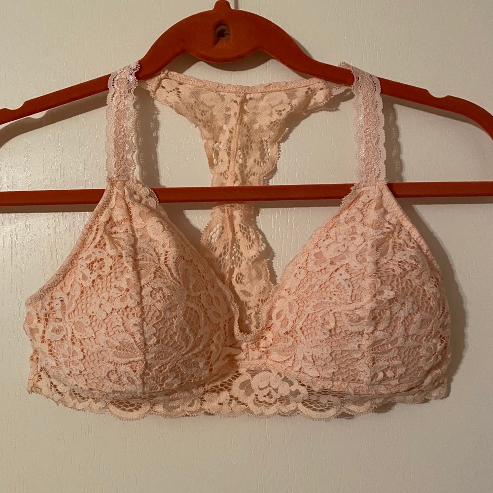 Pink lace racerback bralette